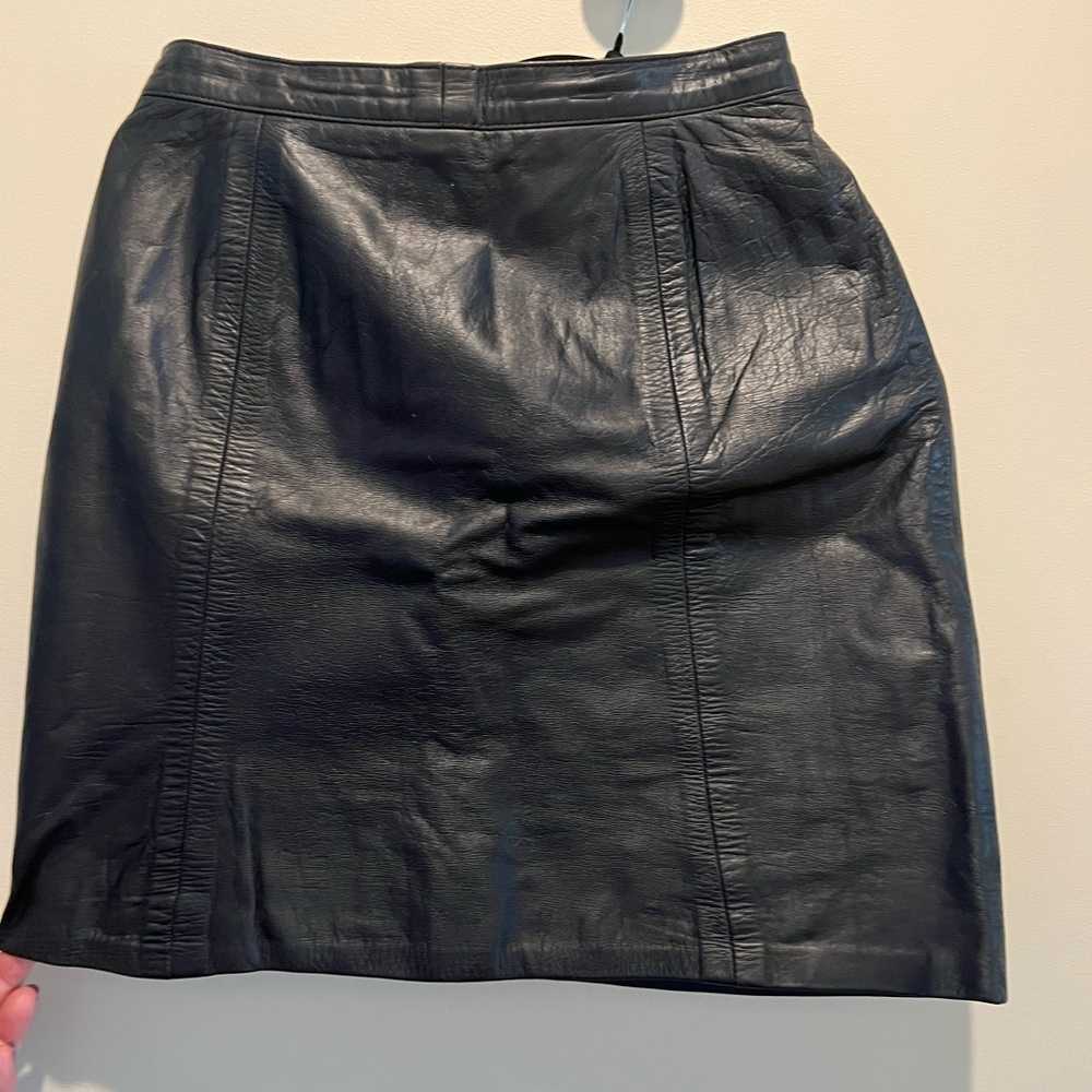 Vintage 90s Black Leather Skirt